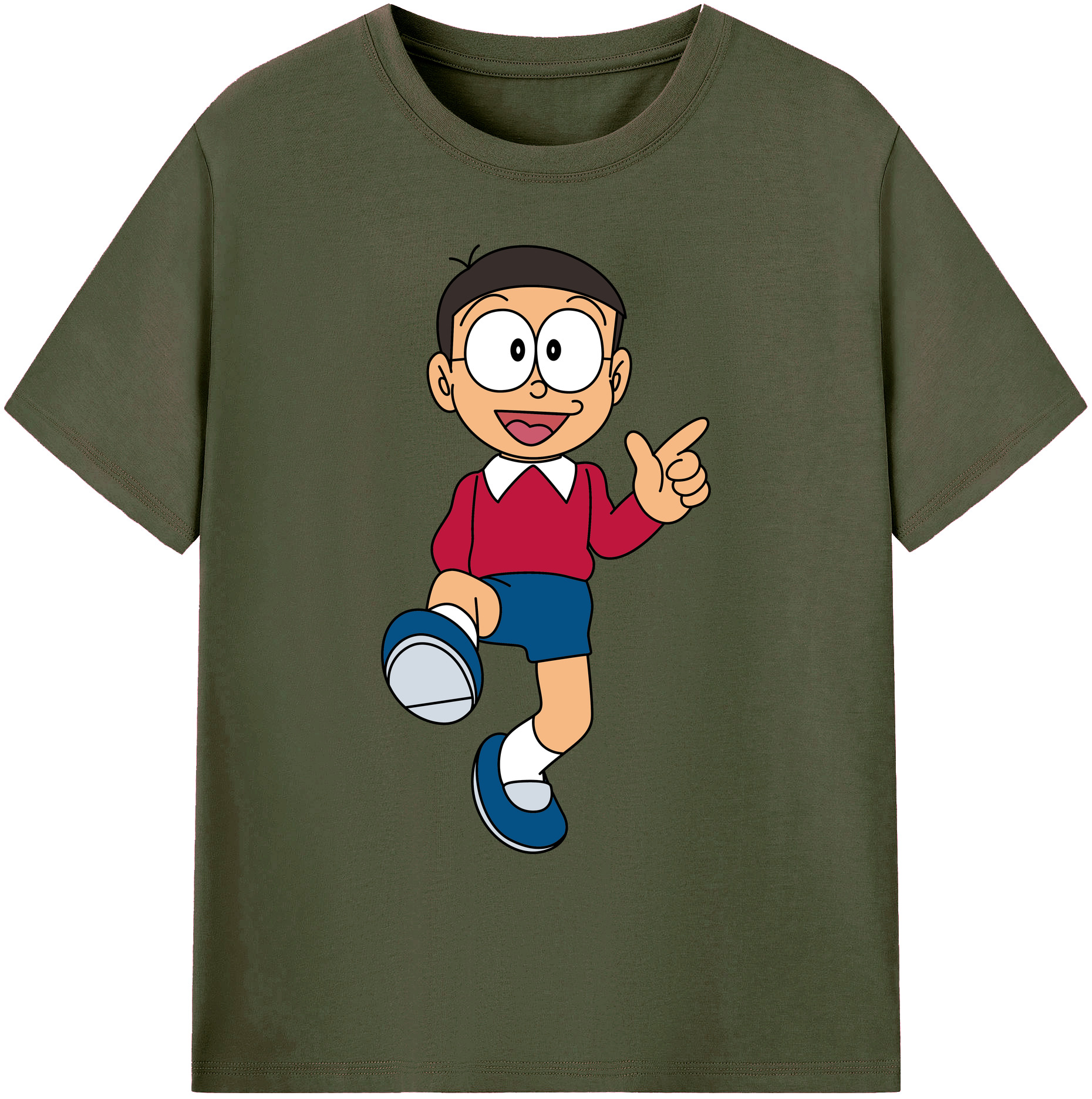 （画像用） ドラえもん 野比 のび太 Doraemon Nobita Nobi 綿100％ メンズ半袖Tシャツ｜肌触りやわらか＆通気性